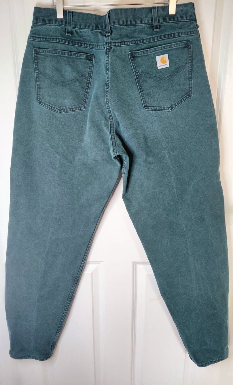 Vintage 1992 Carhartt Green Denim Jeans 35x33 Union Made USA Grail Streetwear